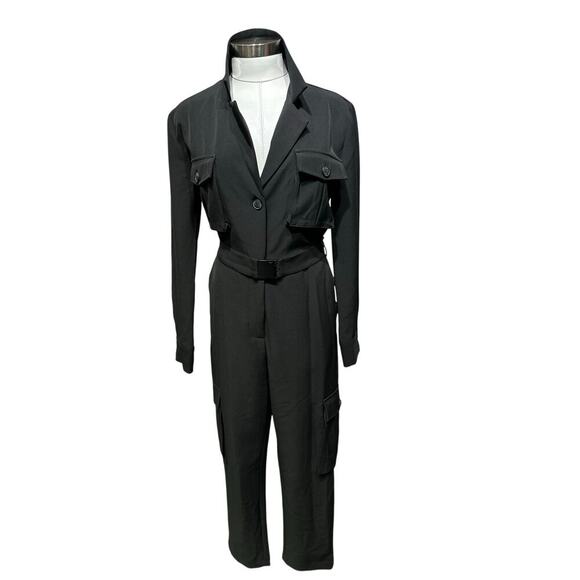 Bardot Black Utility-Inspired Jumpsuit NWOT Size Medium - Picture 2 of 8